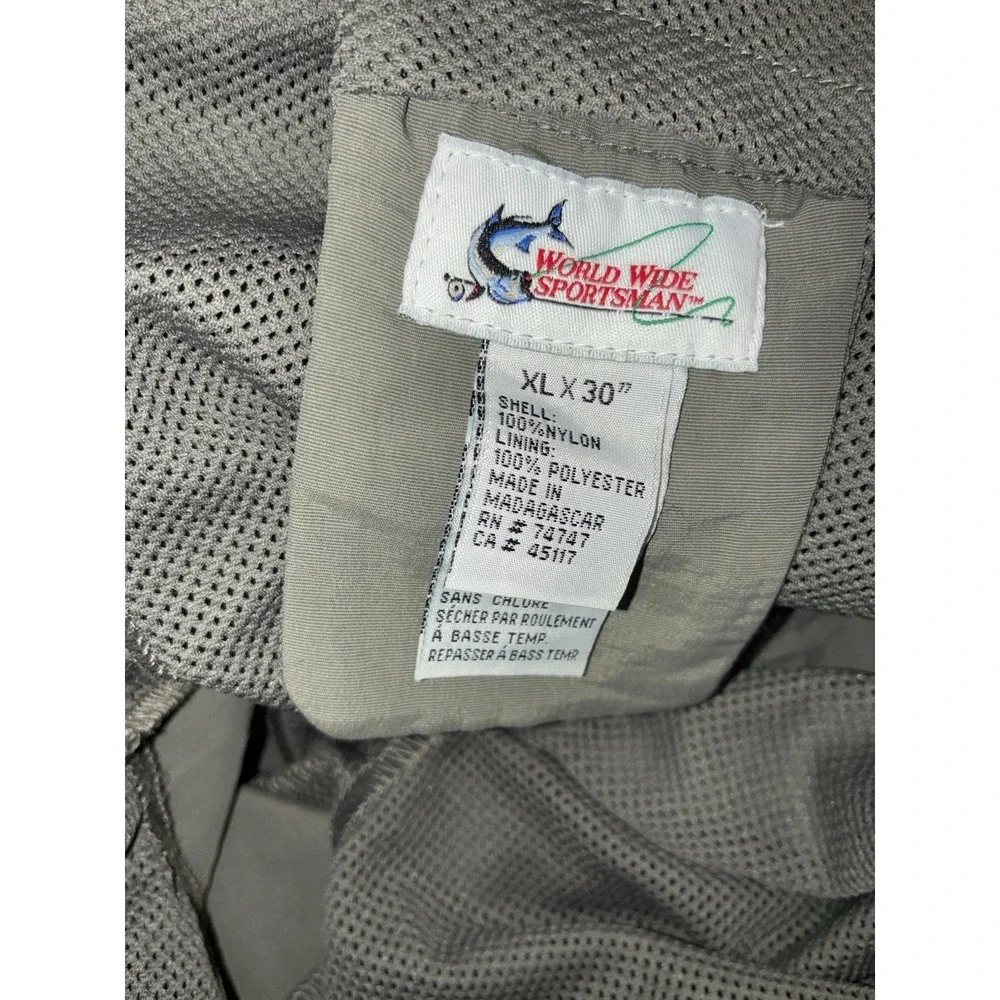World Wide Sportsman Pants Mens XL/30 Grey Nylon Convertible Zip Off Fishing